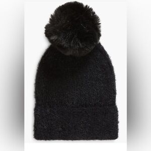 The Accessory Collective Baby Faux Fir Pom Pom Beanie in Black
